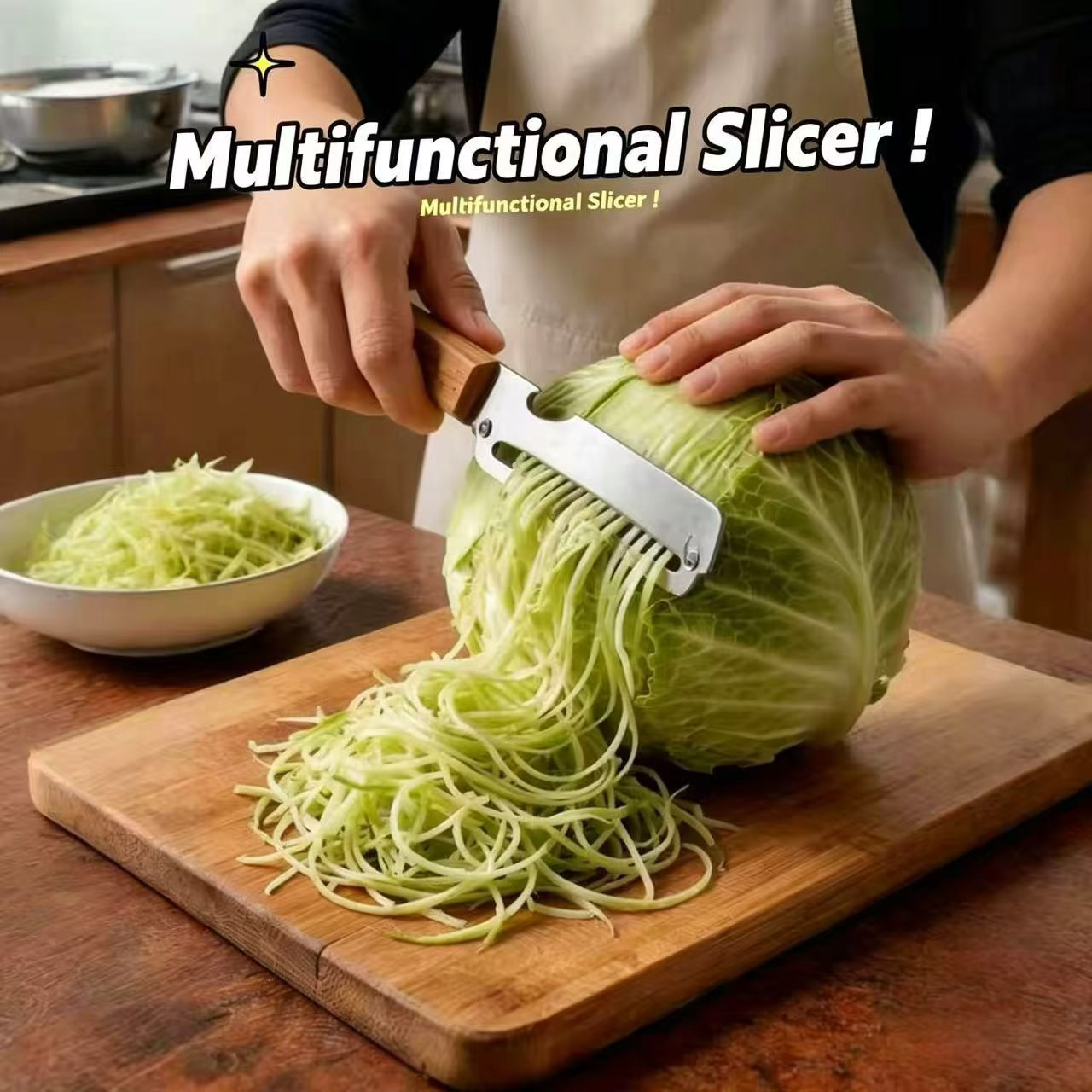 Kitchen Gadgets And Equipment - 나무 손잡이와 병따개가 있는 3-in-1 야채