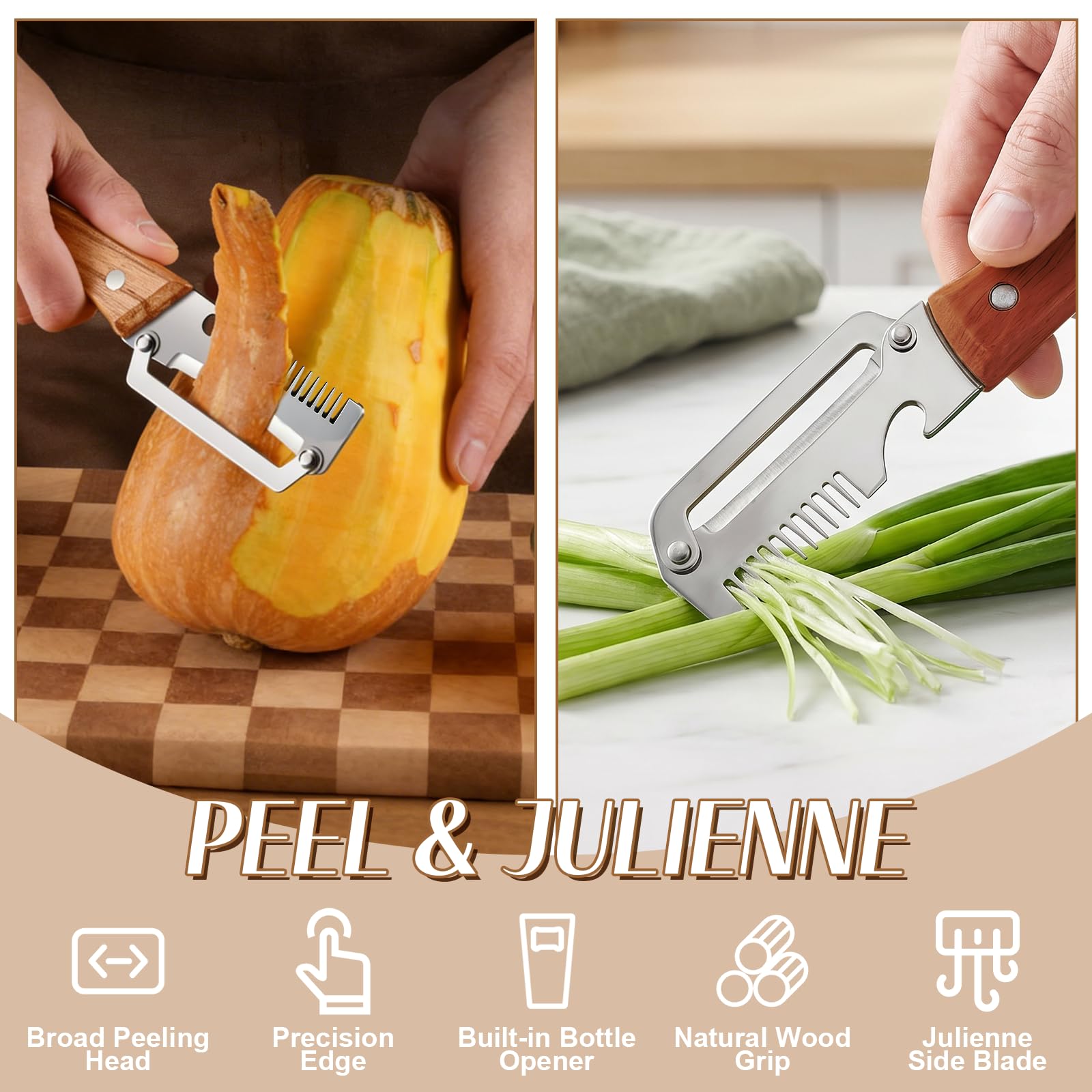 나무 손잡이와 병따개가 있는 3-in-1 야채 필러,  - Kitchen Gadgets And Equipment 리뷰 및 가격