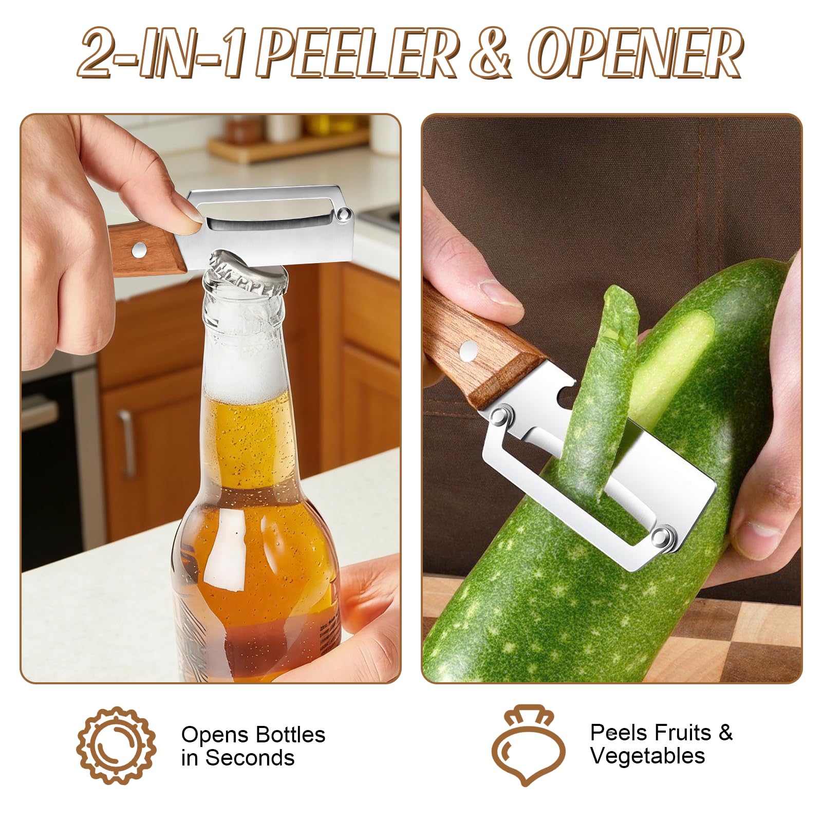 나무 손잡이와 병따개가 있는 3-in-1 야채 필러,  - Kitchen Gadgets And Equipment 리뷰 및 가격