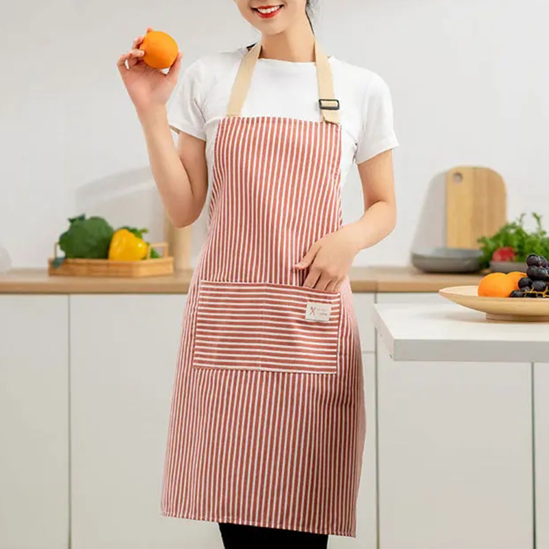 린넨 줄무늬 앞치마 통기성 면 주방 베이킹 요리 청소  - Kitchen Gadgets Trending 리뷰 및 가격