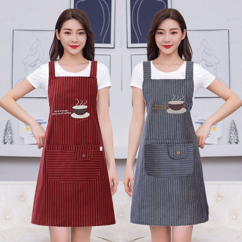 유행하는 심플 스트라이프 면 민소매 주방 관찰 요리,  - Kitchen Gadgets Trending 리뷰 및 가격