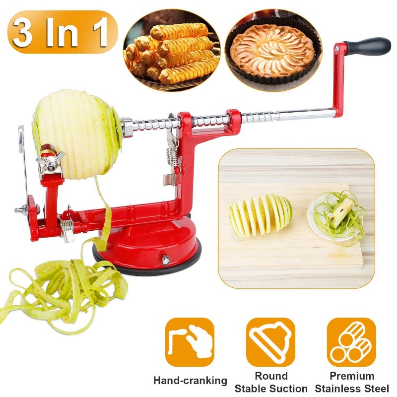 3 in 1 사과 껍질 벗기는 기계, 수동 회전식 감자 - Apple Corer Slicer 리뷰 및 가격